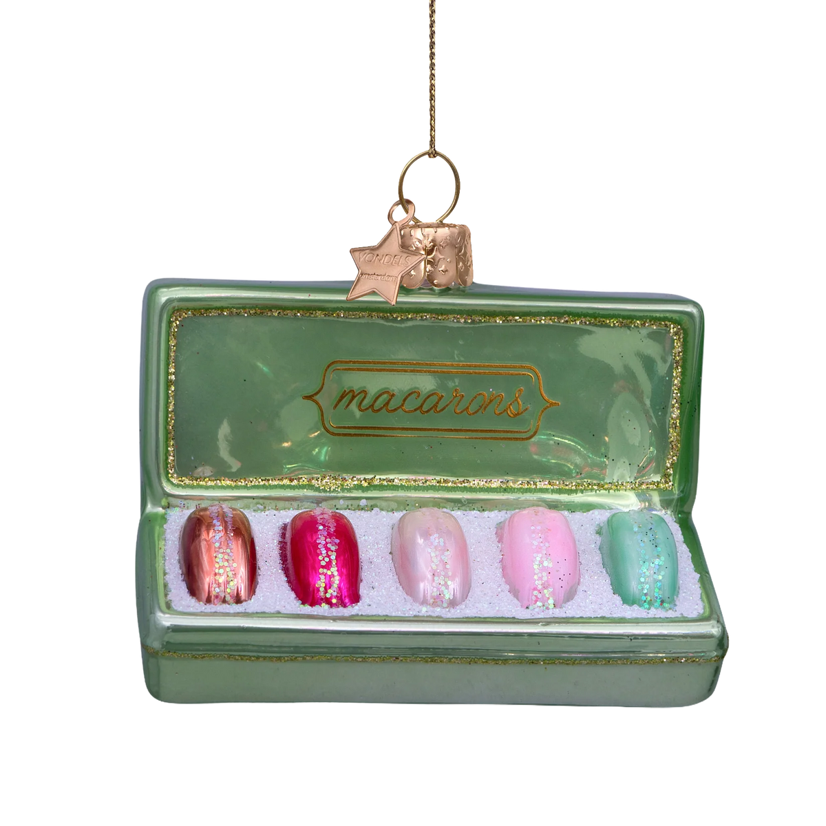 Ornament glass sage box of macarons