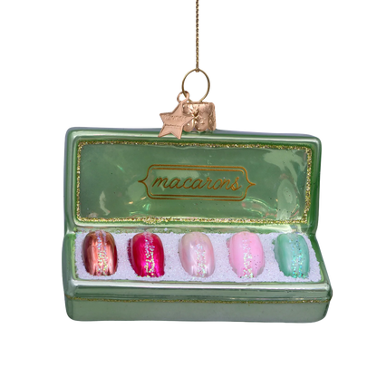 Ornament glass sage box of macarons