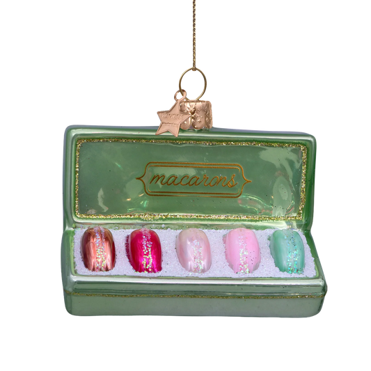 Ornament glass sage box of macarons