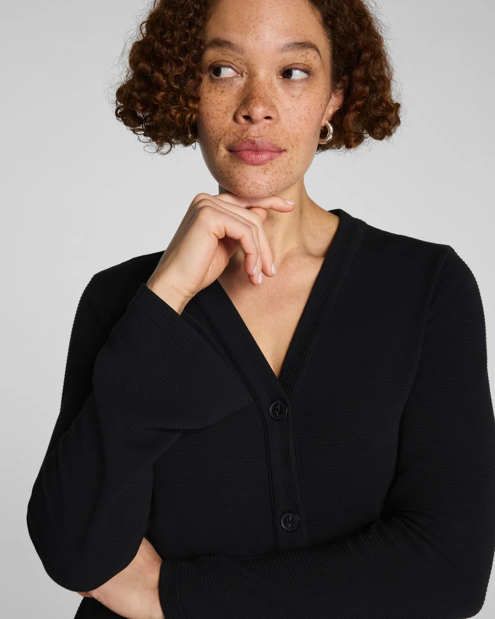 SPANX AirEssentials® French Rib Cardigan - Very Black