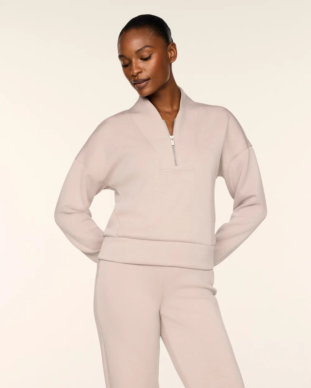 SPANX AirEssentials® Shawl Collar Half Zip - Mushroom