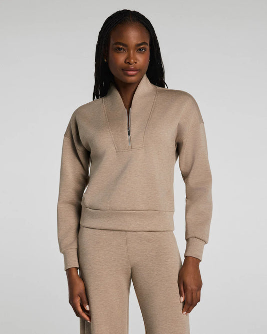 SPANX AirEssentials® Shawl Collar Half Zip - Dune Heather