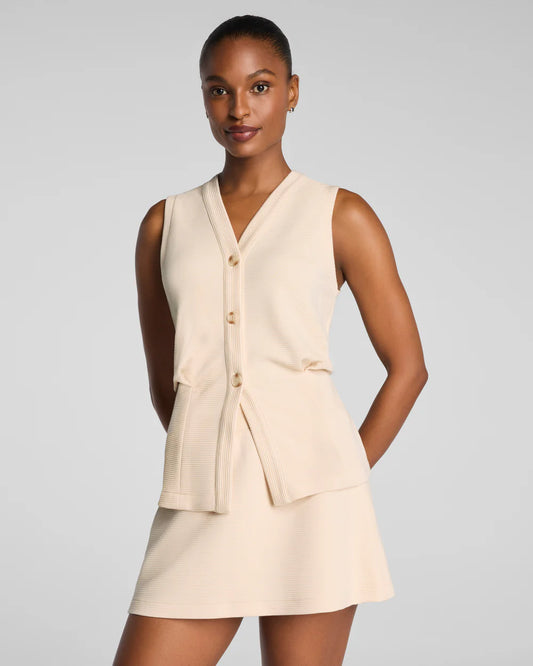 SPANX AirEssentials® French Rib Button-Down Vest - Toasted Coconut