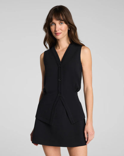 SPANX AirEssentials® French Rib Button-Down Vest - Very Black