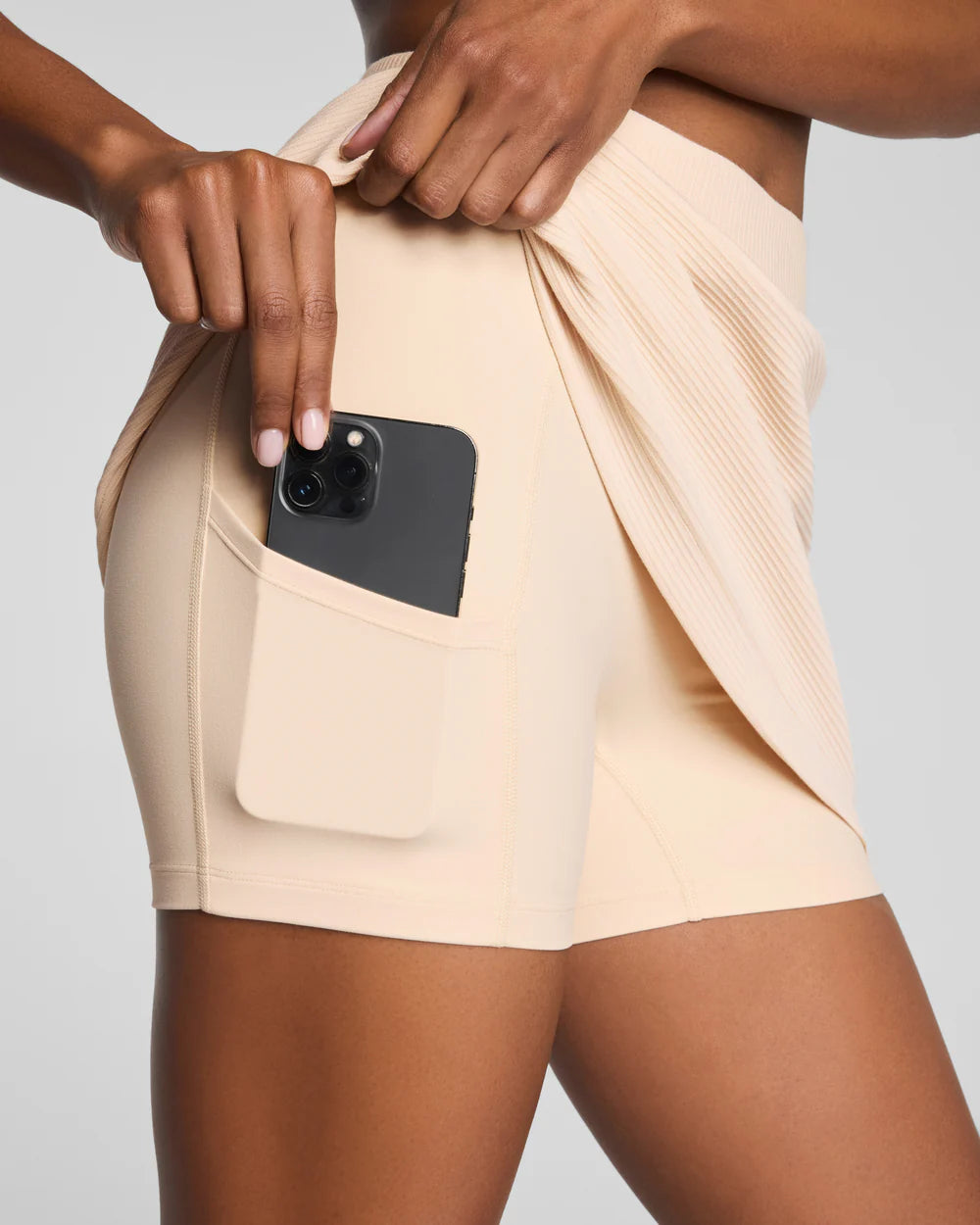 SPANX AirEssentials® French Rib Skort, 15" - Toasted Coconut