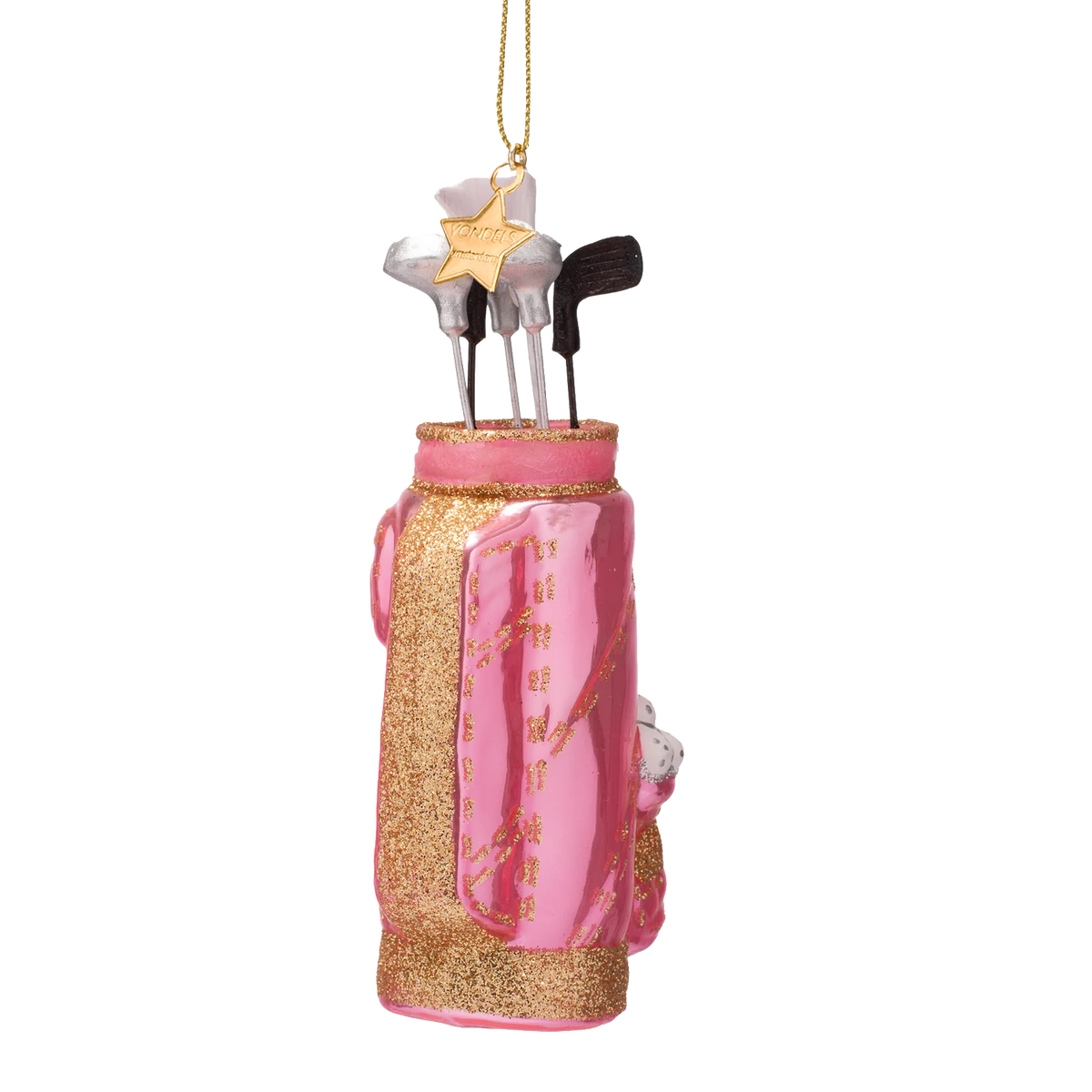 Ornament glass opal pink golf bag