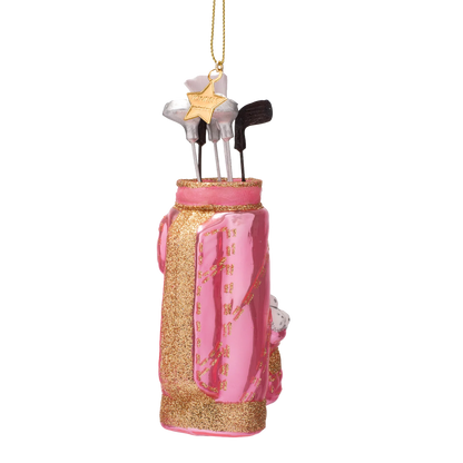 Ornament glass opal pink golf bag