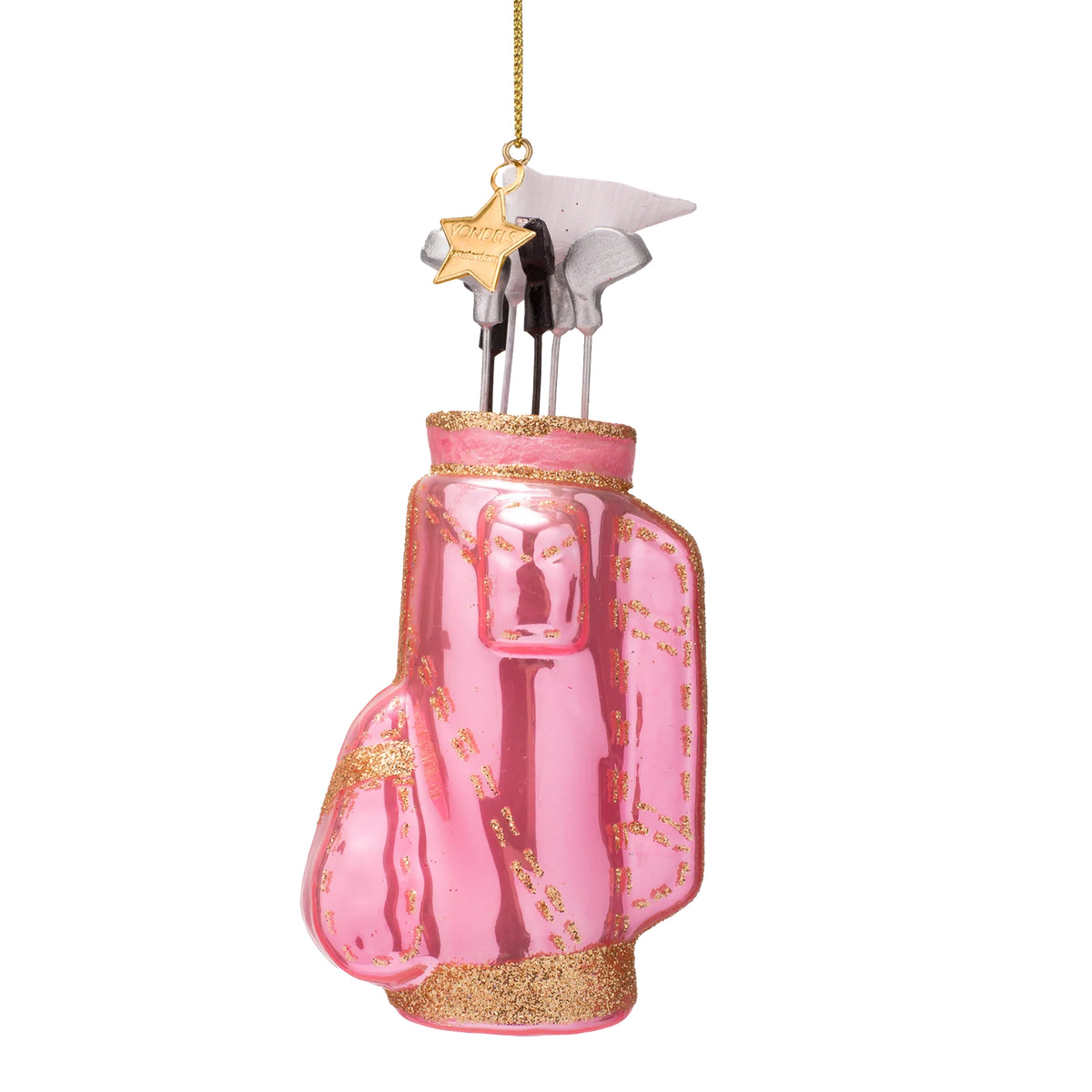 Ornament glass opal pink golf bag