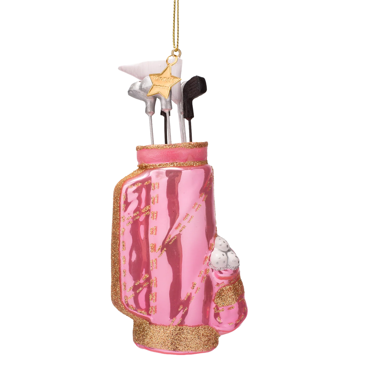 Ornament glass opal pink golf bag