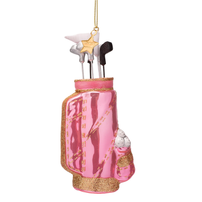 Ornament glass opal pink golf bag