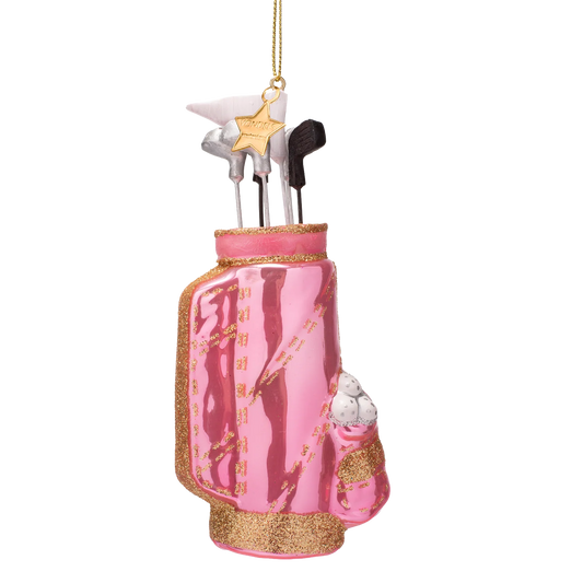 Ornament glass opal pink golf bag