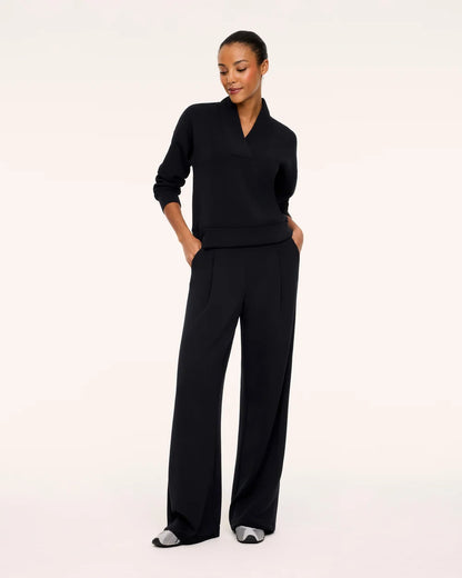SPANX AirEssentials® Pleated Wide Leg Pant - Very Black
