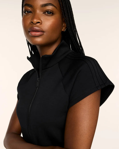 SPANX AirEssentials® Pintuck Half Zip Jumpsuit - Very Black