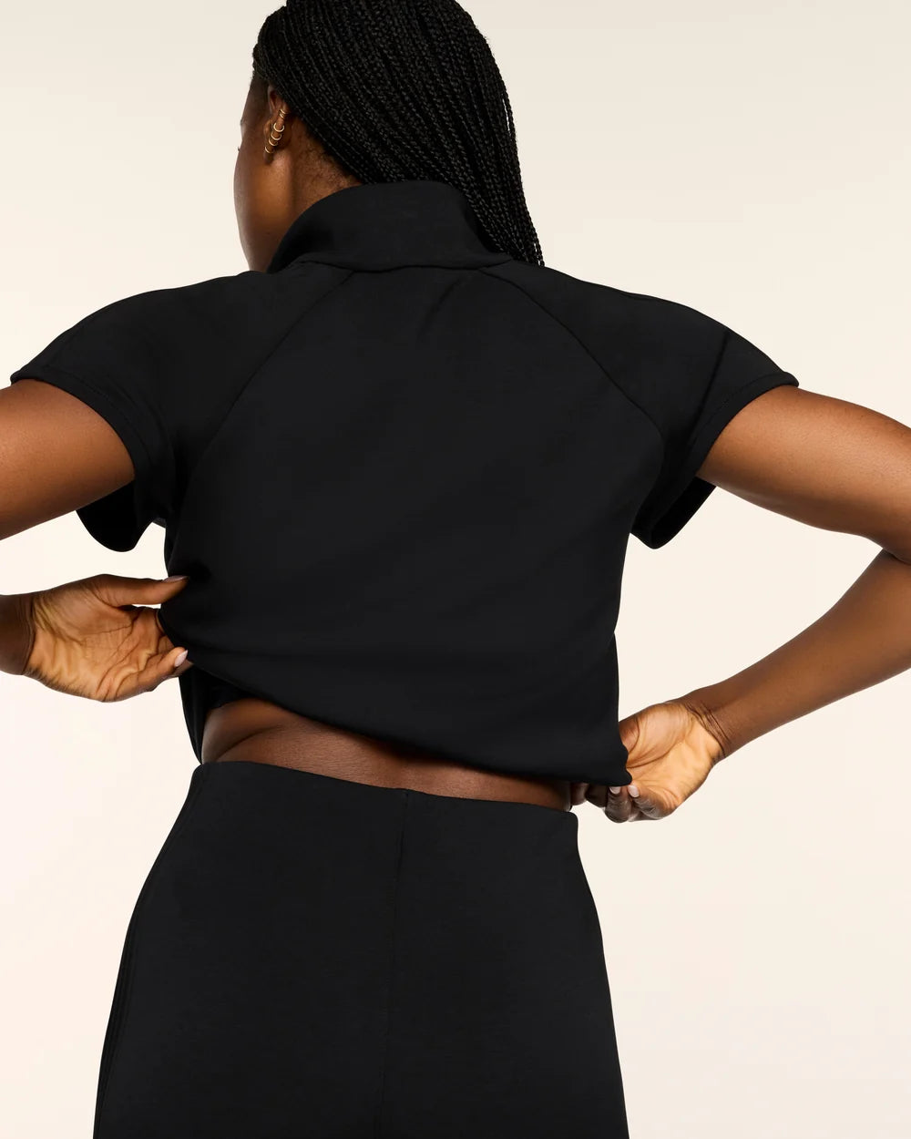 SPANX AirEssentials® Pintuck Half Zip Jumpsuit - Very Black