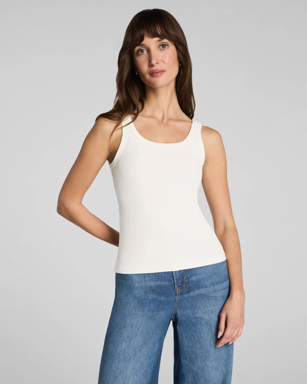 SPANX® Ribbed Knit Scoop Neck Tank - Ivory
