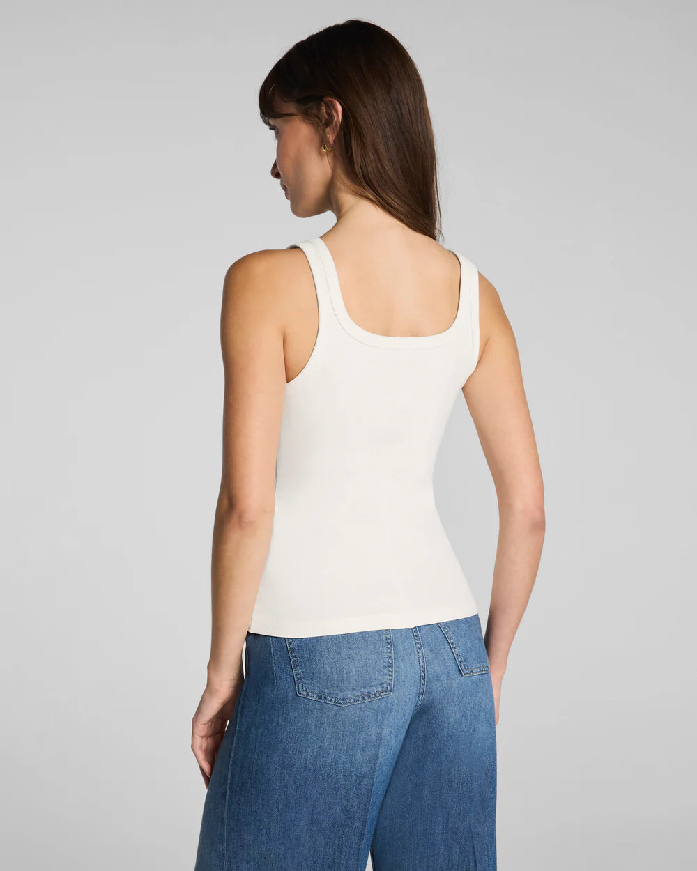 SPANX® Ribbed Knit Scoop Neck Tank - Ivory