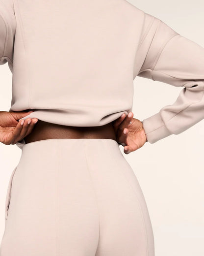 SPANX AirEssentials® Long Sleeve Shawl Collar Jumpsuit - Mushroom- PETITE