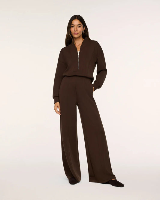 SPANX AirEssentials® Long Sleeve Shawl Collar Jumpsuit - Umber Root - PETITE