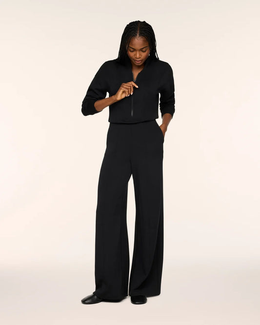 SPANX AirEssentials® Long Sleeve Shawl Collar Jumpsuit - Very Black - PETITE