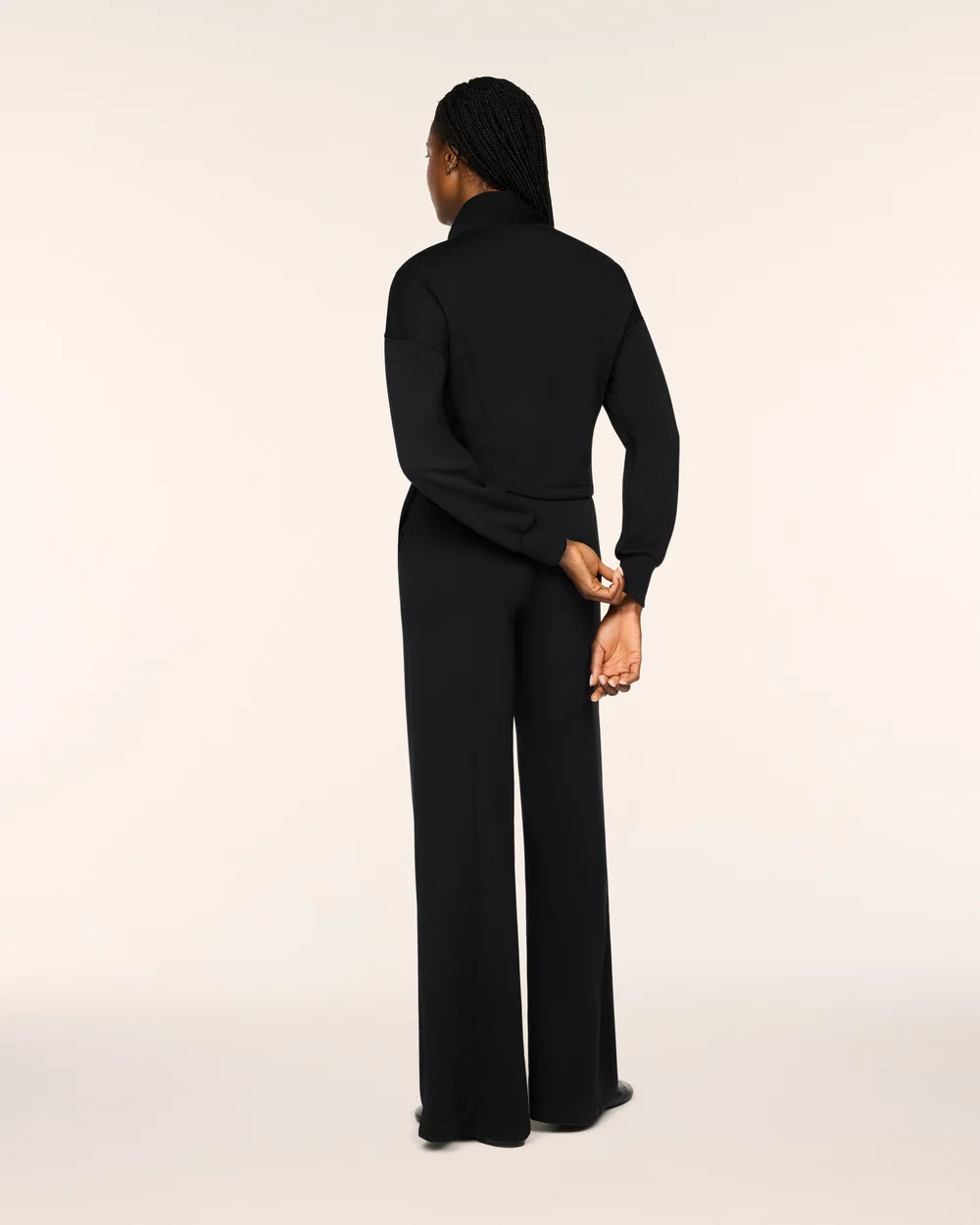 SPANX AirEssentials® Long Sleeve Shawl Collar Jumpsuit - Very Black - PETITE