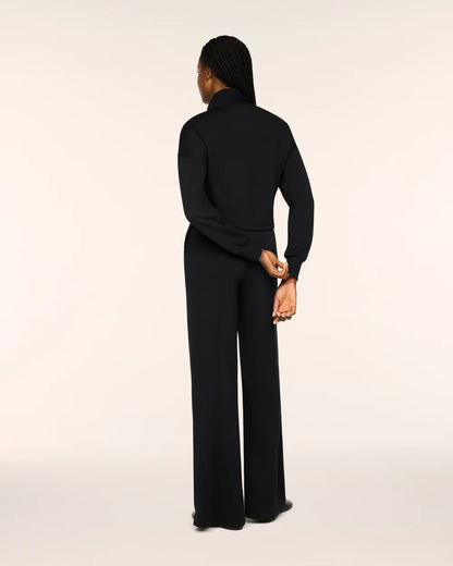 SPANX AirEssentials® Long Sleeve Shawl Collar Jumpsuit - Very Black - PETITE