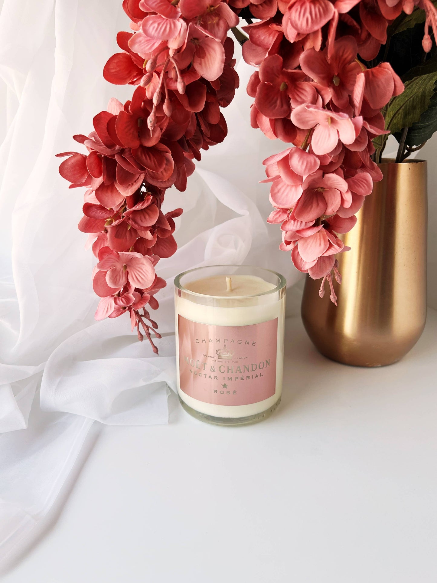 Recycled Moet Rose Candle: Holiday Exclusive: Pomegranate Cider