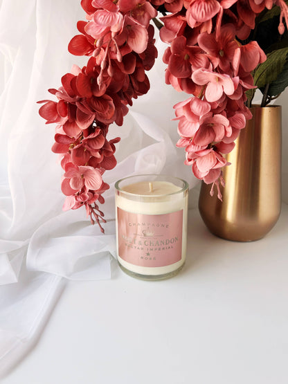 Recycled Moet Rose Candle: Grapefruit/Mango/Vanilla