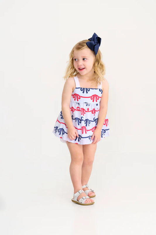 Idabelle Bloomer Set - Brentwood Bows with Worth Avenue White
