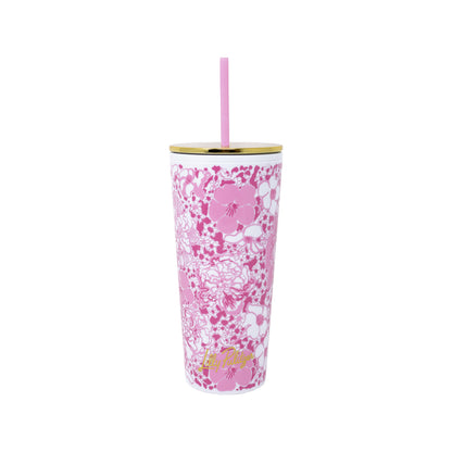 Tumbler with Straw - Conch Shell Pink Burst of Joy