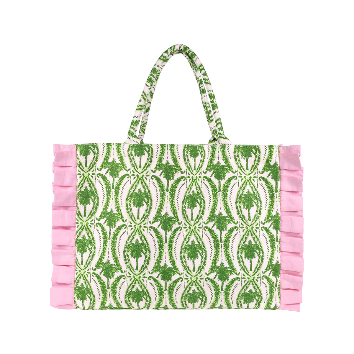 Ruffle Tote, Textured Palm Stripe