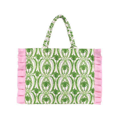 Ruffle Tote, Textured Palm Stripe