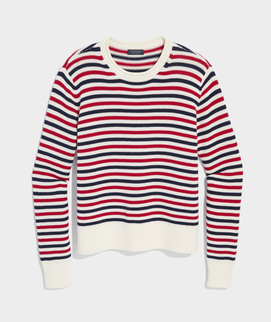 Katie Cotton Stripe Rollneck Sweater - Red White and Blue Stripe