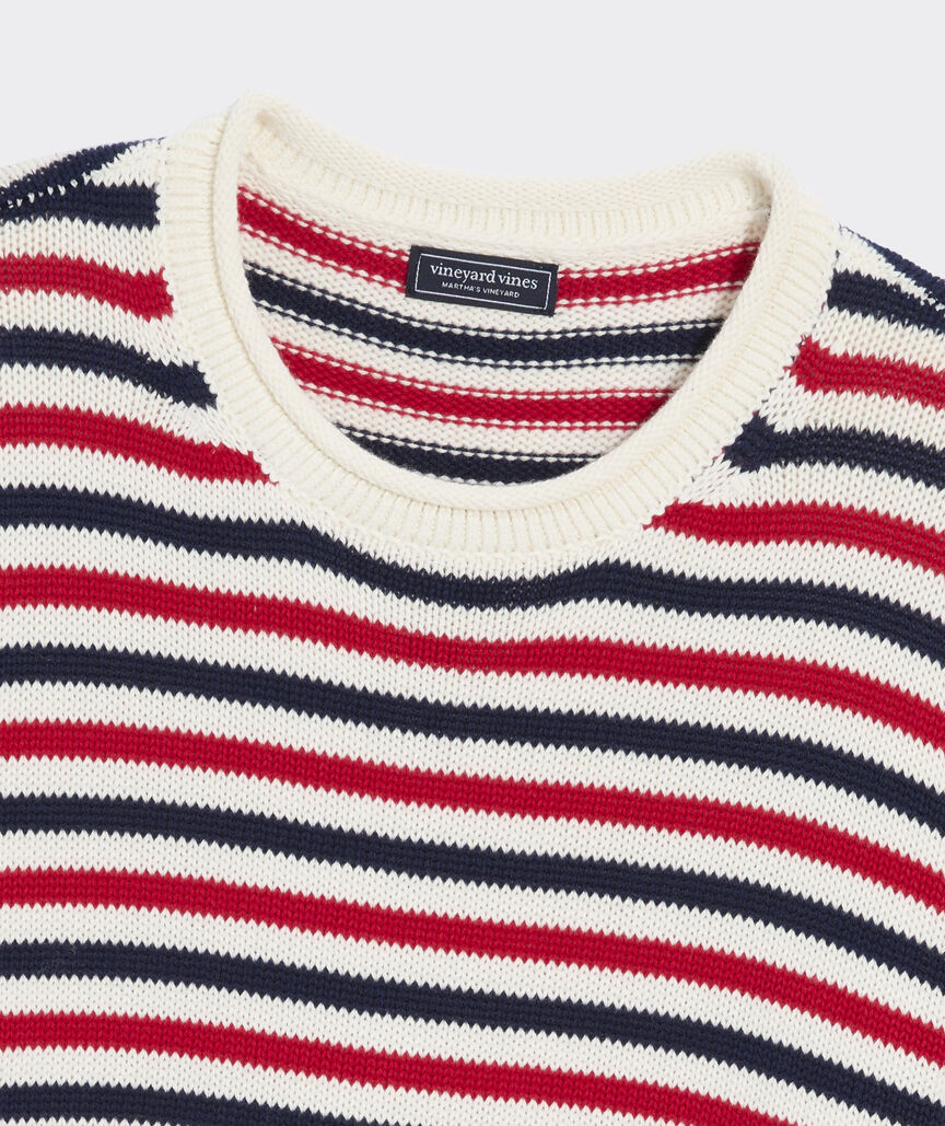 Katie Cotton Stripe Rollneck Sweater - Red White and Blue Stripe