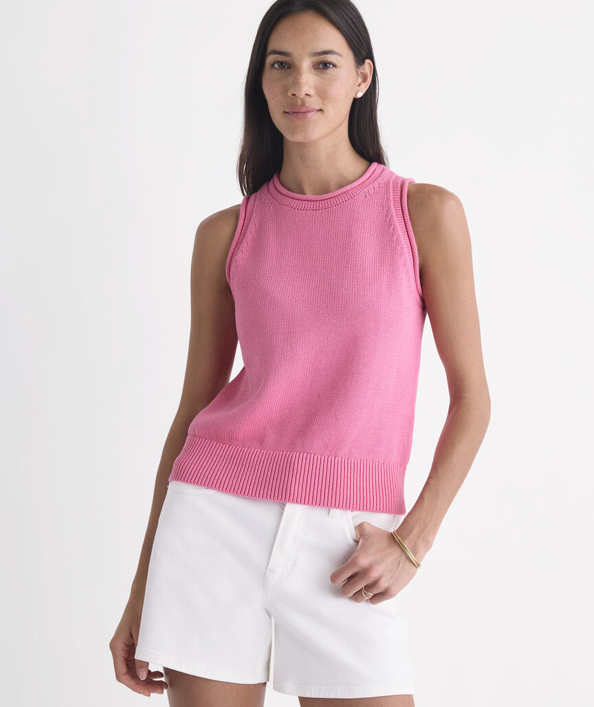 Katie Cotton Rollneck Sweater Tank - Bahama Breeze