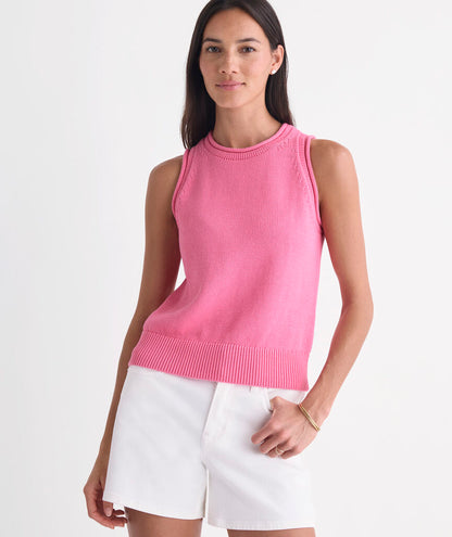 Katie Cotton Rollneck Sweater Tank - Bahama Breeze