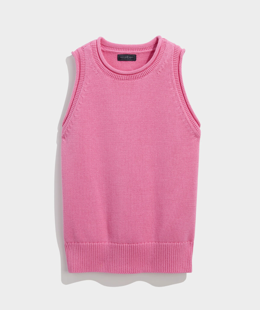 Katie Cotton Rollneck Sweater Tank - Bahama Breeze
