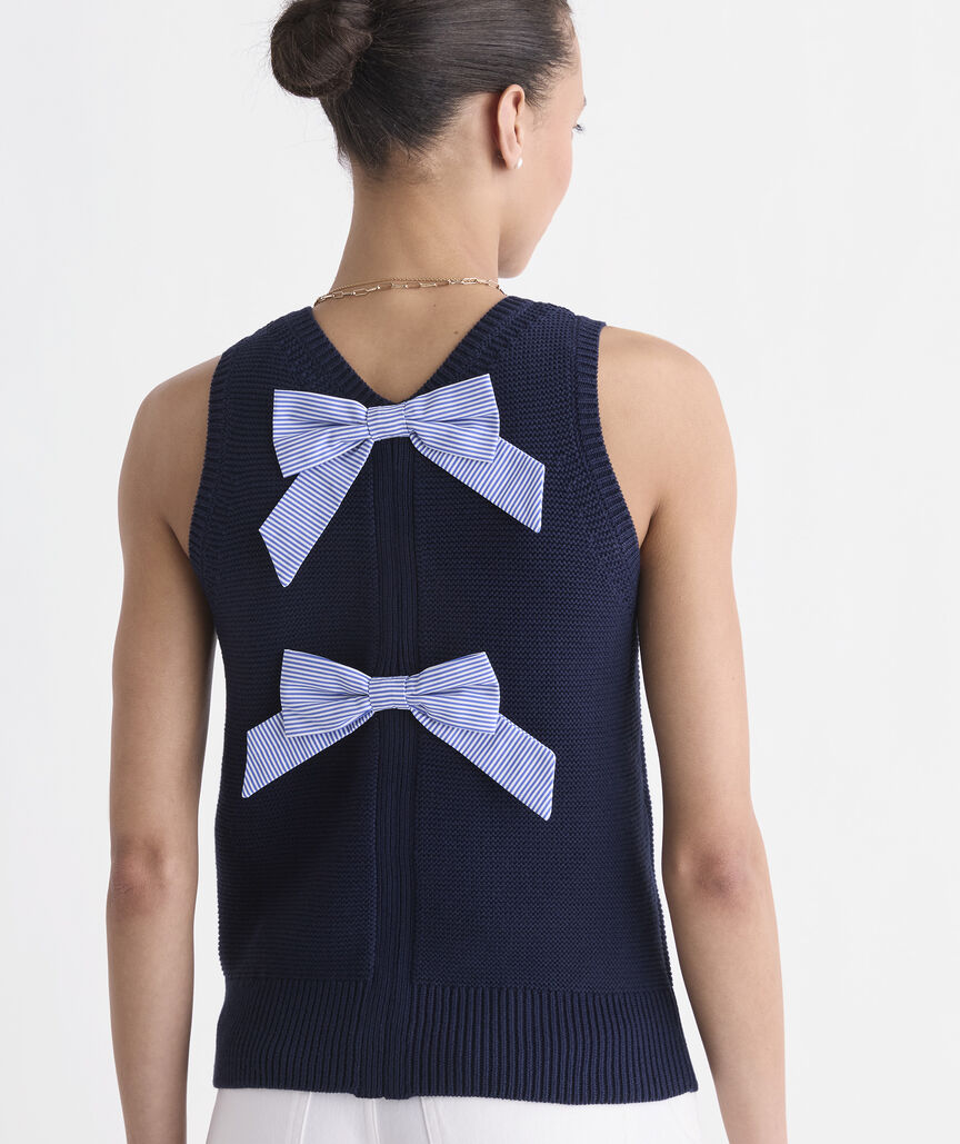 Katie Cotton Bow Sweater Tank - Nautical Navy