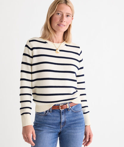 Katie Cotton Rollneck Sweater - Marshmallow/Navy