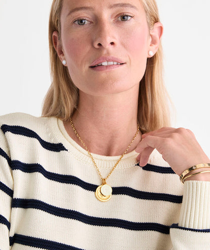 Katie Cotton Rollneck Sweater - Marshmallow/Navy