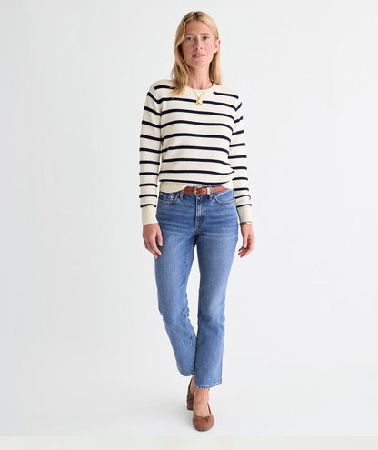 Katie Cotton Rollneck Sweater - Marshmallow/Navy