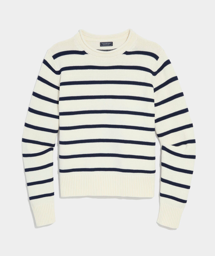 Katie Cotton Rollneck Sweater - Marshmallow/Navy