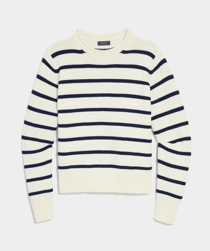 Katie Cotton Rollneck Sweater - Marshmallow/Navy