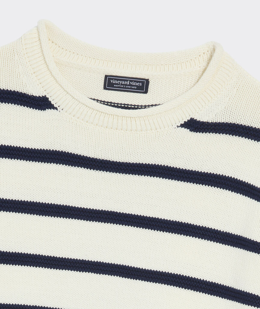 Katie Cotton Rollneck Sweater - Marshmallow/Navy