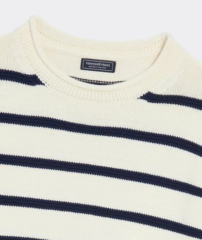 Katie Cotton Rollneck Sweater - Marshmallow/Navy