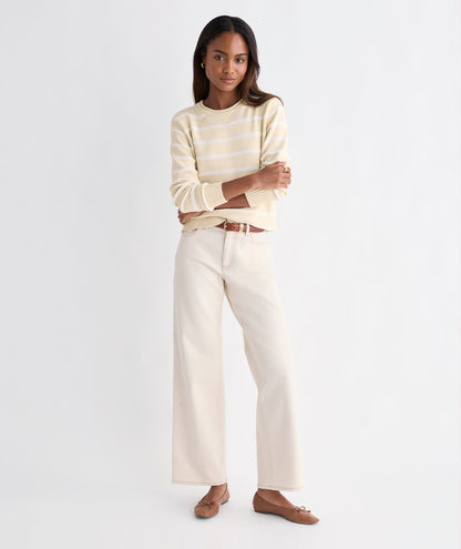 Katie Cotton Rollneck Sweater - Oatmeal Heather Stripe