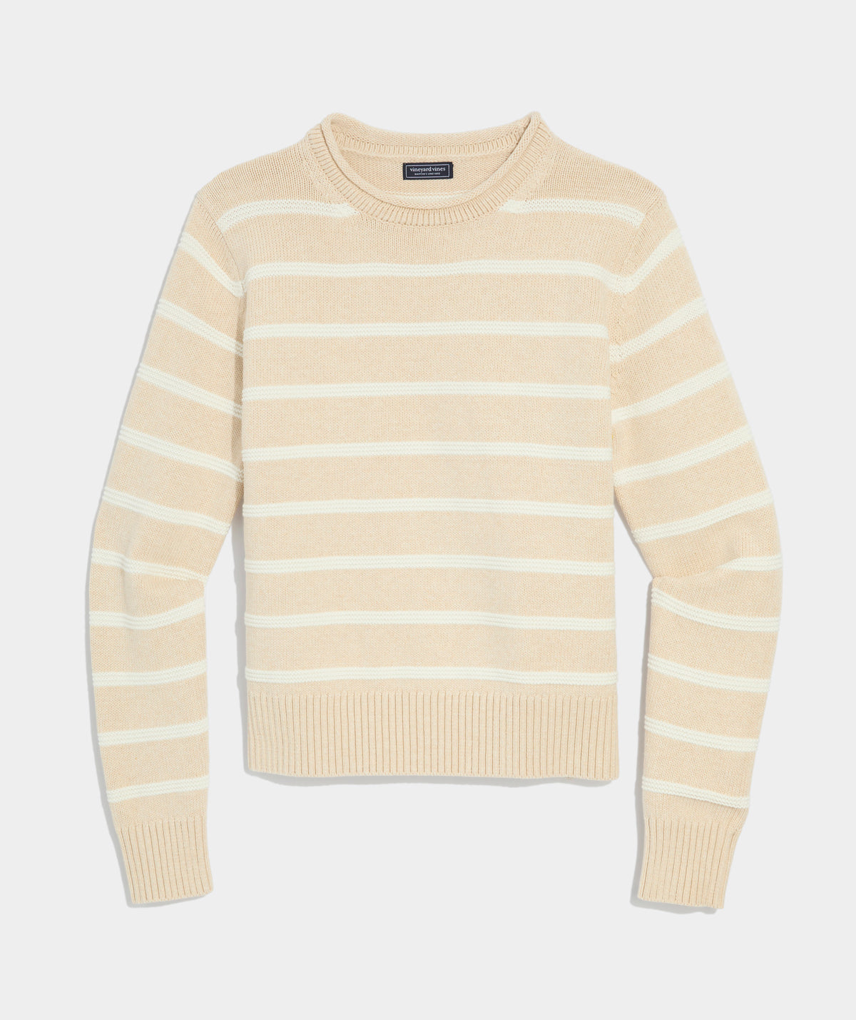 Katie Cotton Rollneck Sweater - Oatmeal Heather Stripe