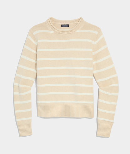 Katie Cotton Rollneck Sweater - Oatmeal Heather Stripe