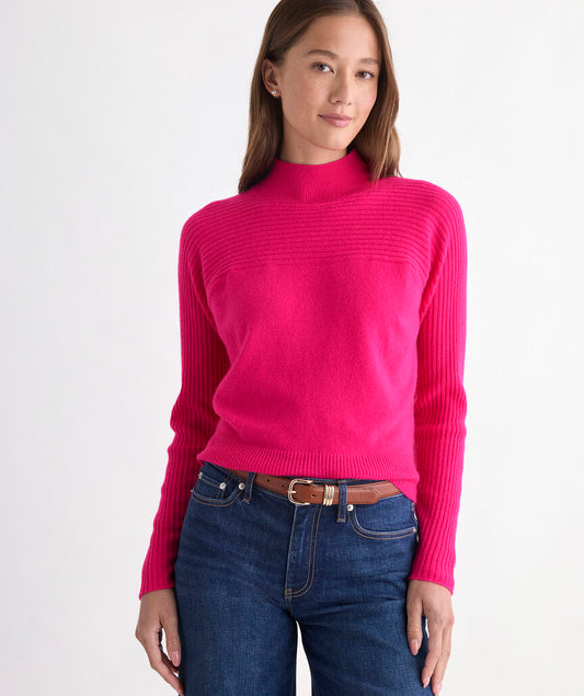 Seaspun Cashmere Mockneck Sweater - Rhododendron