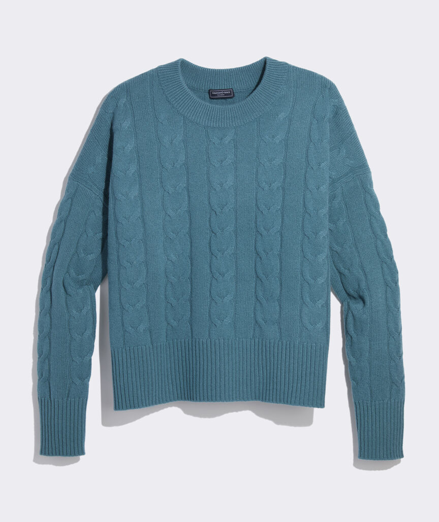 Cashmere Cable Crewneck Sweater - Lowcountry Loden
