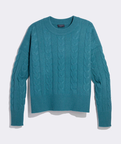 Cashmere Cable Crewneck Sweater - Lowcountry Loden
